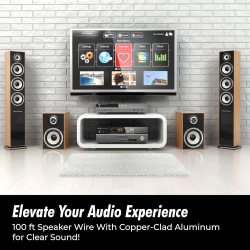 14 Gauge Speaker Wire 100 Ft Cable, 14 AWG Speaker Wire Cable, True Spec Soft Touch Cables | Great Use for Car Audio, Stereos, Home Theater Speakers, Surround Sound